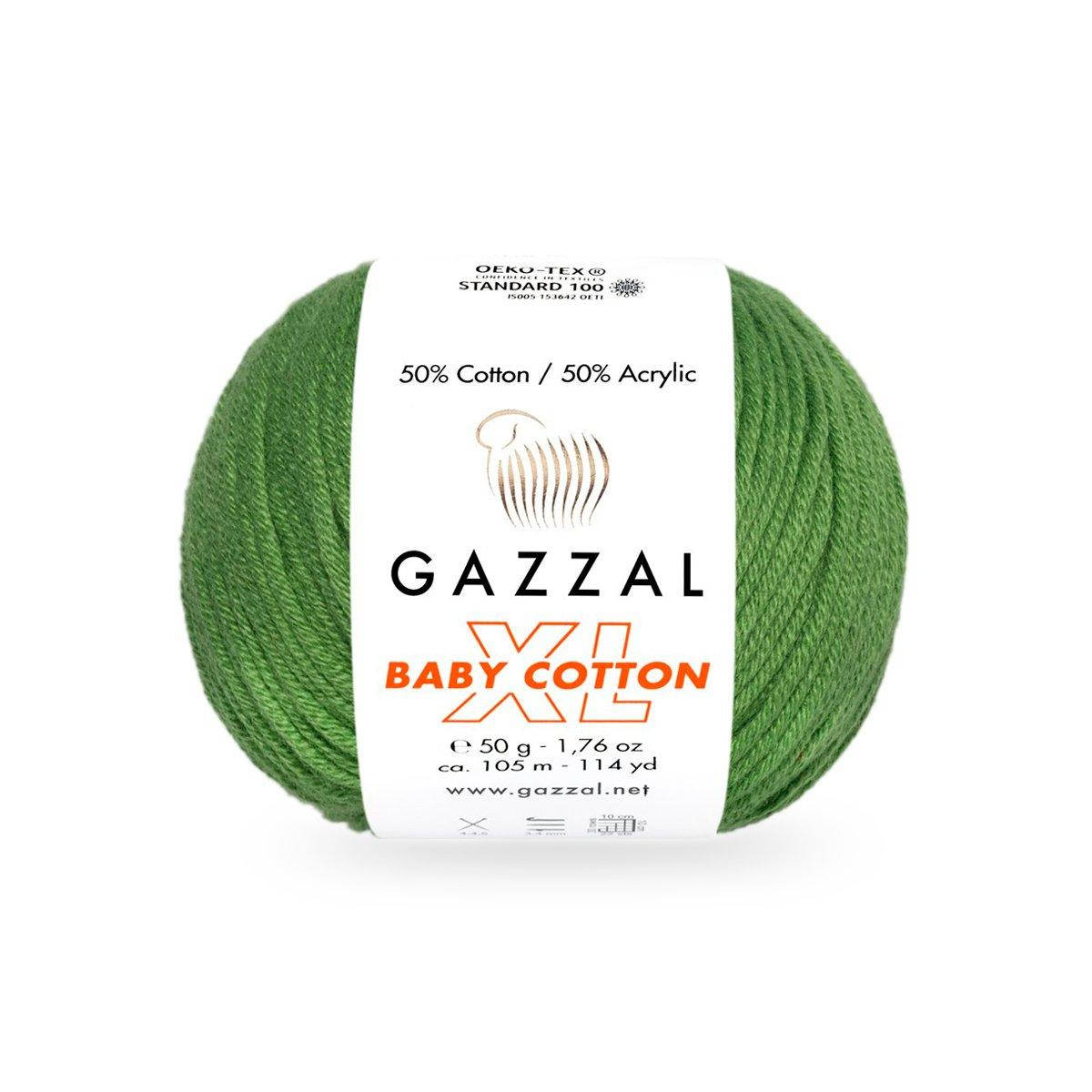 Gazzal Baby Cotton XL (Газзал Беби Котон ХЛ) № 3449 зеленая трава (Пряжа с хлопком, нитки для вязания), Зелёный
Gazzal Baby Cotton XL (Газзал Беби Котон ХЛ) № 3449 зеленая трава (Пряжа с хлопком, нитки для вязания), Зелёный