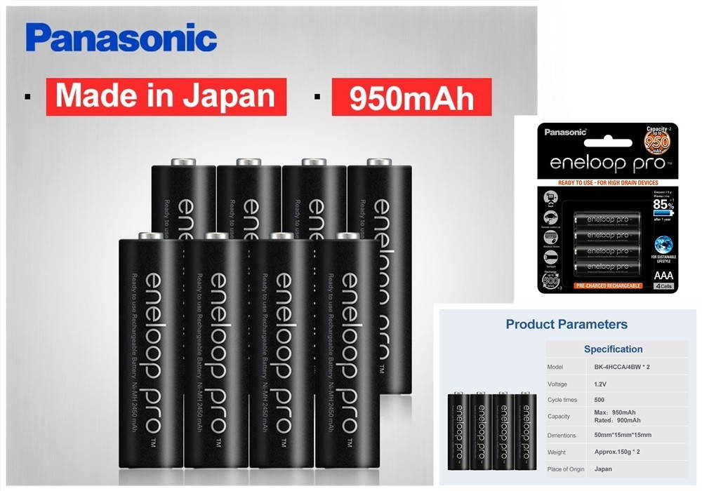 Аккумулятор PANASONIC Eneloop Pro AAA 950 mAh Ni-Mh 1.2v (BK-4HCCA) Мини-пальчиковая батарейка в Блистере, 4ШТ
Аккумулятор PANASONIC Eneloop Pro AAA 950 mAh Ni-Mh 1.2v (BK-4HCCA) Мини-пальчиковая батарейка в Блистере, 4ШТ