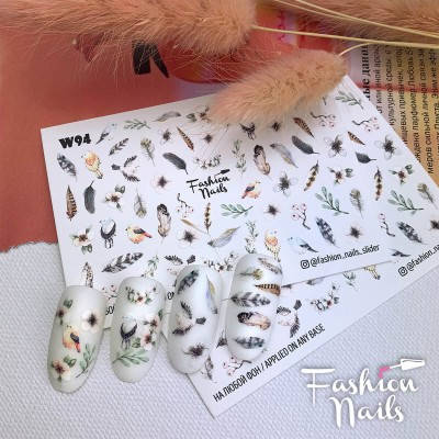 Слайдер дизайн наклейки на ногти для маникюра водные Fashion Nails w 94 нежные листочки перья, Зелёный
Слайдер дизайн наклейки на ногти для маникюра водные Fashion Nails w 94 нежные листочки перья, Зелёный