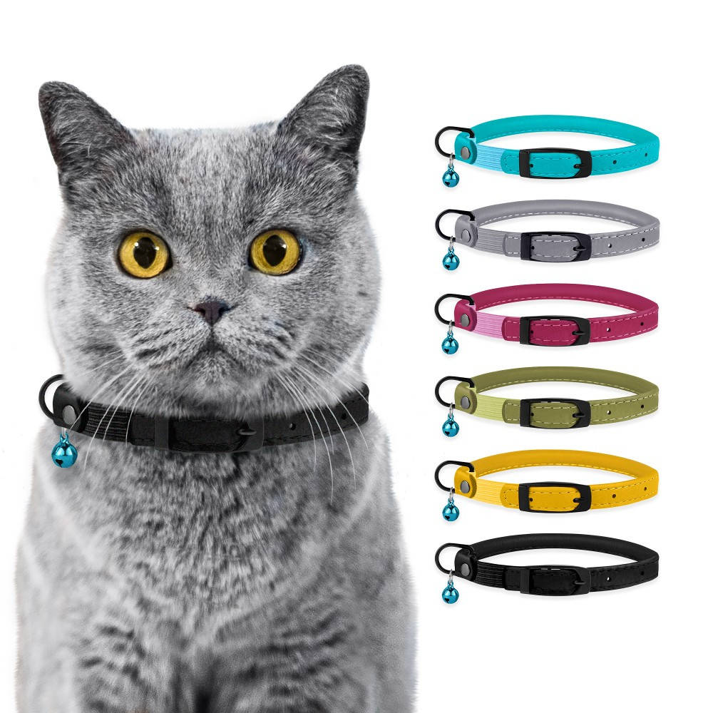 Ошейник для Кошек Круглый Кожаный BronzeDog Premium с Резинкой, Черный 
Ошейник для Кошек Круглый Кожаный BronzeDog Premium с Резинкой, Черный