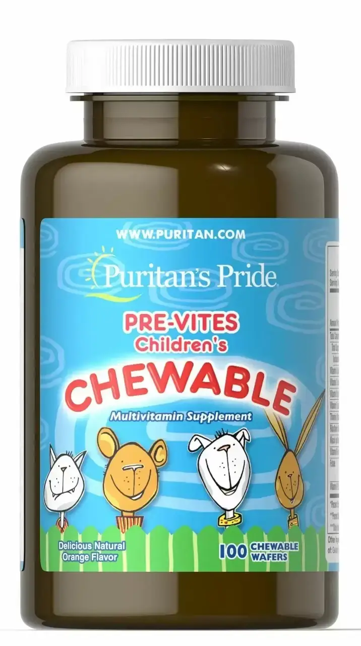 Мультивитамины для детей, Pre-Vites, Puritan's Pride, 100 жевательных таблеток (PTP-13050)
Мультивитамины для детей, Pre-Vites, Puritan's Pride, 100 жевательных таблеток (PTP-13050)