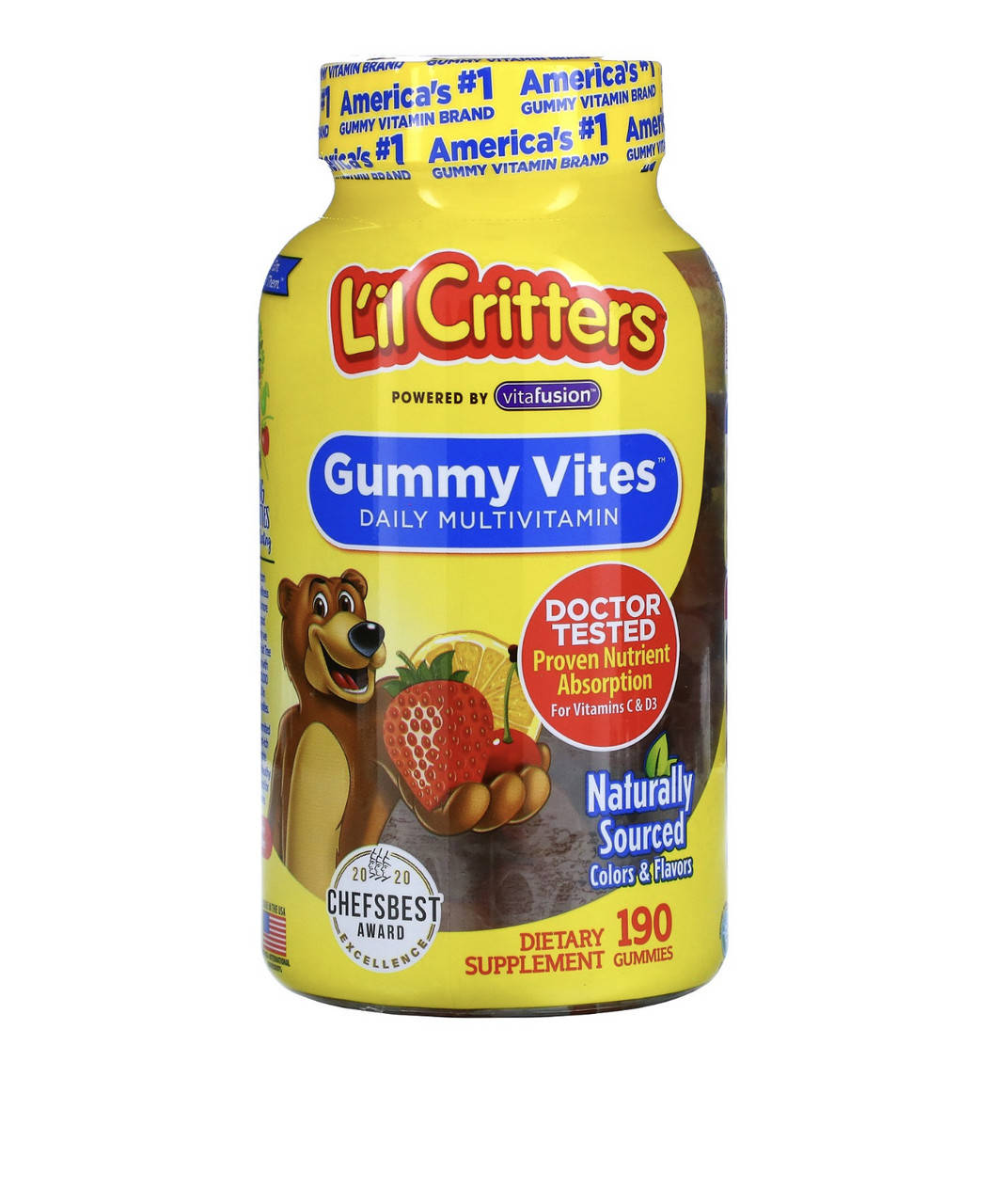 L'il Critters, Gummy Vites Complete 190 мультивитаминных жевательных конфет, Лил Криттерс
L'il Critters, Gummy Vites Complete 190 мультивитаминных жевательных конфет, Лил Криттерс