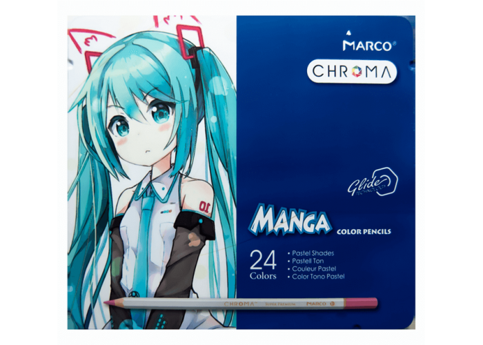 Карандаши цветные Marco Chroma Manga пастельные 24 цвета в металл. кейсе, Разные цвета
Карандаши цветные Marco Chroma Manga пастельные 24 цвета в металл. кейсе, Разные цвета