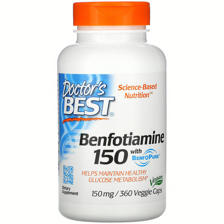 Бенфотиамин Doctor's Best "Benfotiamine" 150 мг, биодоступная форма витамина В1 (360 капсул)
Бенфотиамин Doctor's Best "Benfotiamine" 150 мг, биодоступная форма витамина В1 (360 капсул)