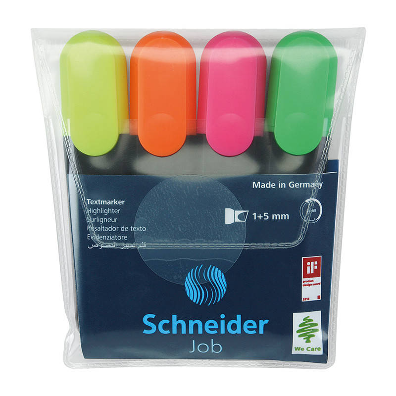 Набор маркеров текстовыделителей SCHNEIDER JOB 1-4,5 мм, 4 цвета в блистере SCHNEIDER (S1500**)
Набор маркеров текстовыделителей SCHNEIDER JOB 1-4,5 мм, 4 цвета в блистере SCHNEIDER (S1500**)