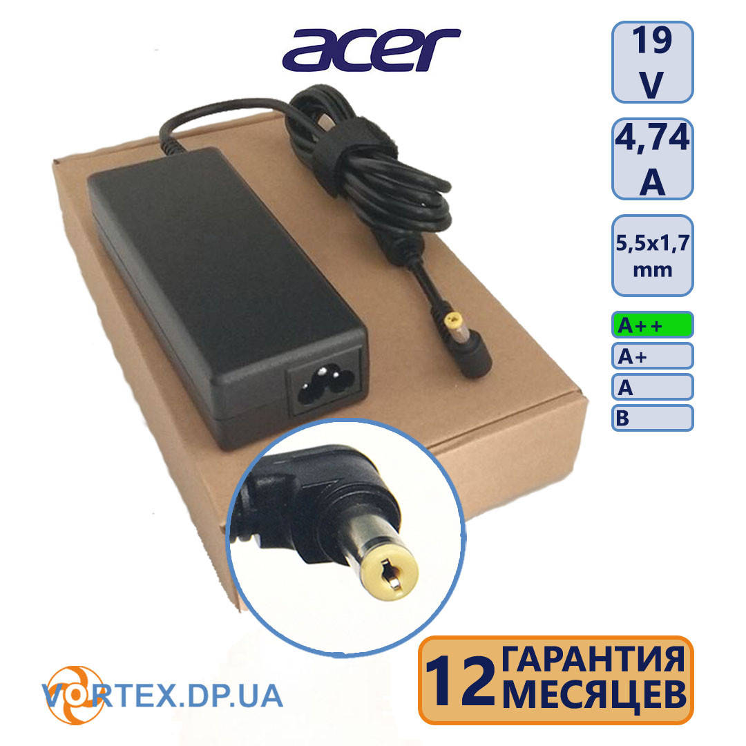 Зарядное устройство для ноутбука 5,5-1,7 mm 4,74A 19V Acer класс A++ (кабель питания в подарок)
Зарядное устройство для ноутбука 5,5-1,7 mm 4,74A 19V Acer класс A++ (кабель питания в подарок)