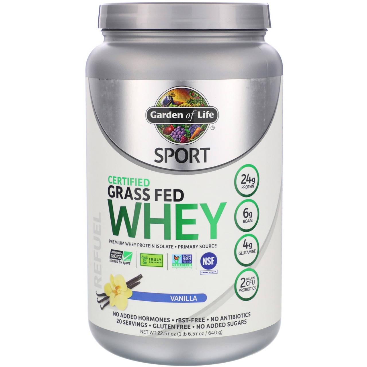 Концентрат сывороточного протеина Garden of Life, Sport, Certified Grass Fed Whey, Vanilla, 22.57 oz (640 g) -
Концентрат сывороточного протеина Garden of Life, Sport, Certified Grass Fed Whey, Vanilla, 22.57 oz (640 g) -