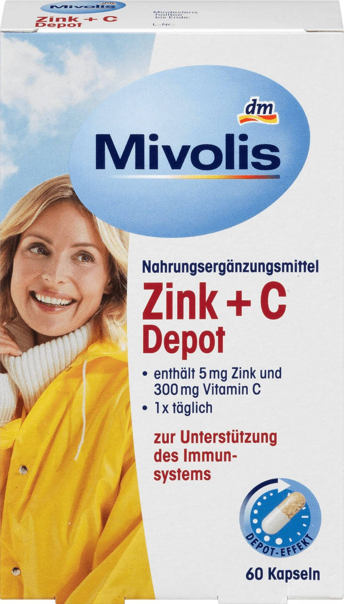 Mivolis Zink + C Depot-Kapseln витаминный комплекс Zink + Vitamin C для иммунитета 60 шт.
Mivolis Zink + C Depot-Kapseln витаминный комплекс Zink + Vitamin C для иммунитета 60 шт.