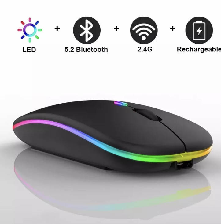 Беспроводная мышь Bluetooth+USB Wireless, мышь с подсветкой, бесшумная мышь с аккумулятором, Черный
Беспроводная мышь Bluetooth+USB Wireless, мышь с подсветкой, бесшумная мышь с аккумулятором, Черный