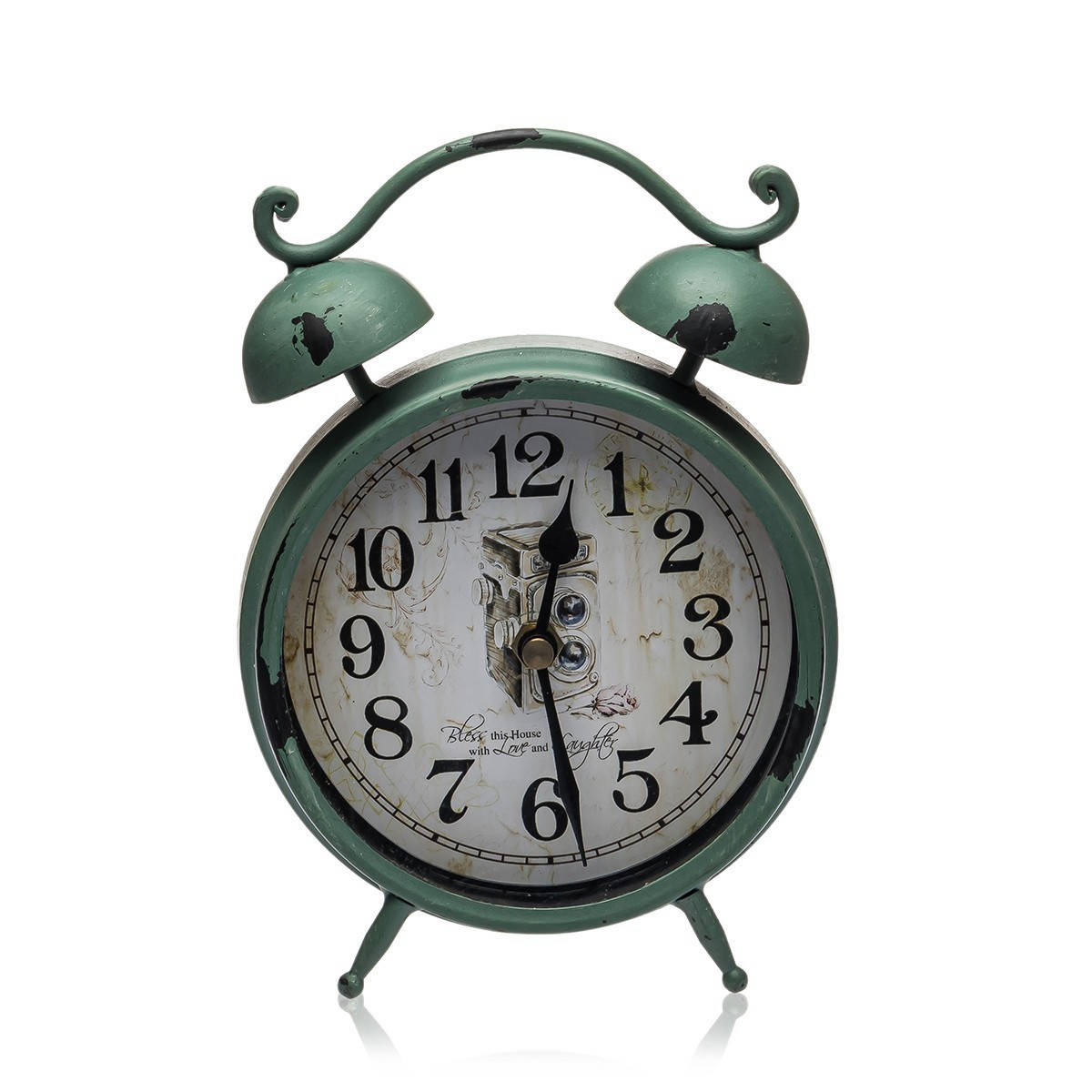 Настольные часы с дугой ретро зеленые 3512-5