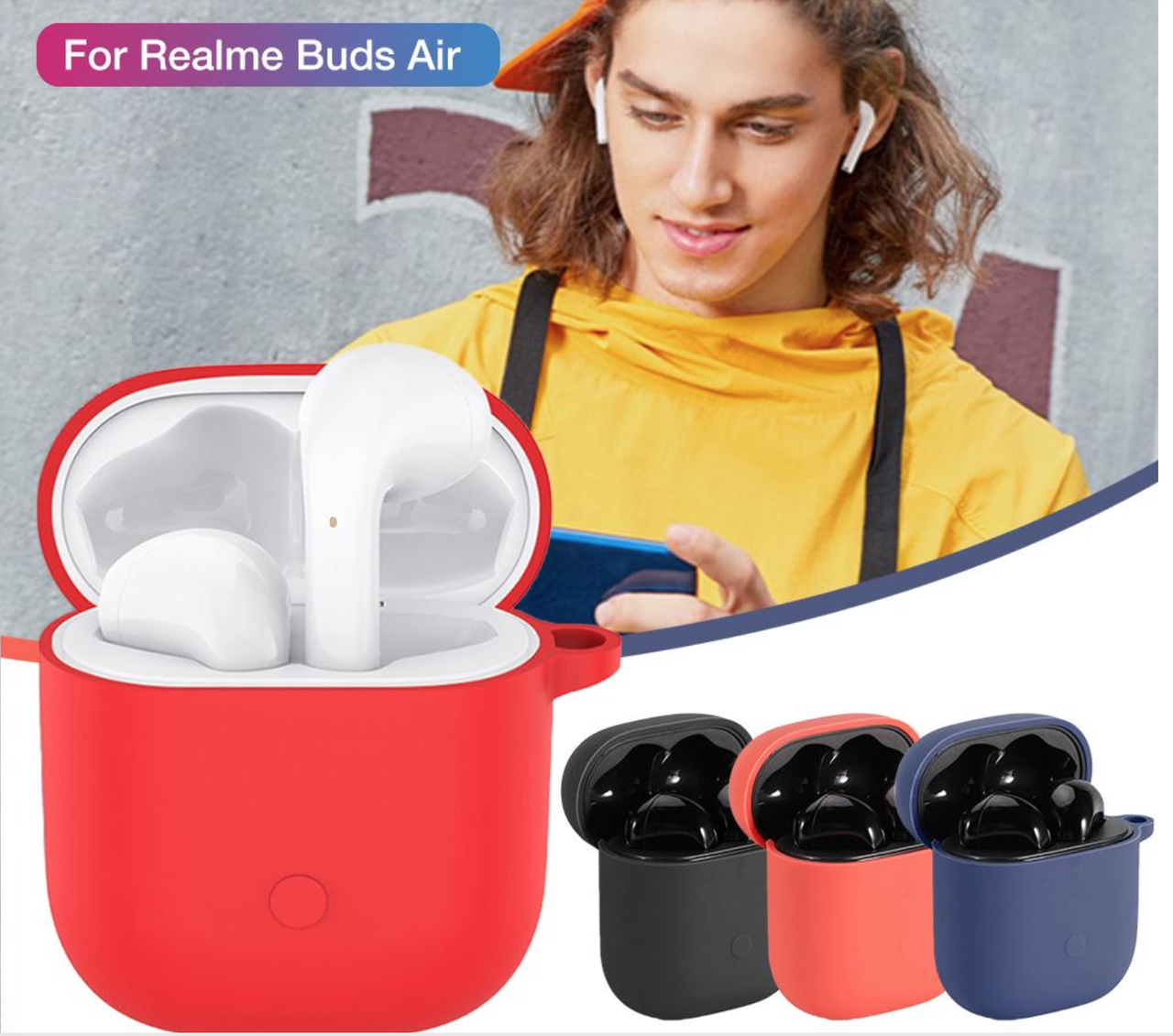 Силиконовый защитный чехол на кейс Realme Buds Air / Realme Buds Air Neo /, Разные цвета
Силиконовый защитный чехол на кейс Realme Buds Air / Realme Buds Air Neo /, Разные цвета