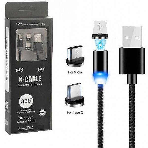 Магнитный USB кабель 3в1 для зарядки телефона X-Cable. 3 коннектора в комплекте 1 метр, Синий
Магнитный USB кабель 3в1 для зарядки телефона X-Cable. 3 коннектора в комплекте 1 метр, Синий