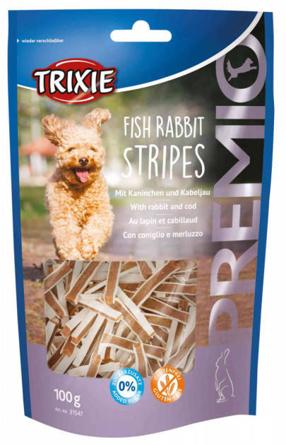 Trixie TX-31547 PREMIO Fish Rabbit Stripes 100г - лакомство из мяса кролика и трески для собак
Trixie TX-31547 PREMIO Fish Rabbit Stripes 100г - лакомство из мяса кролика и трески для собак