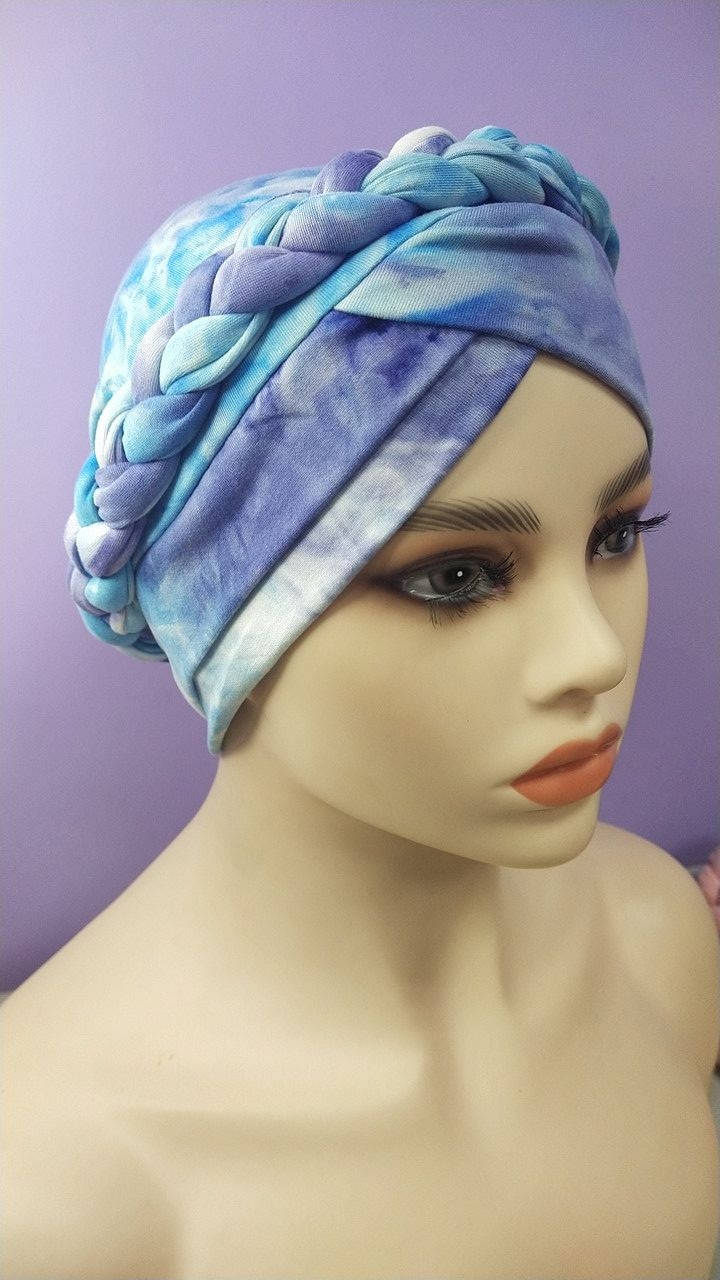 Чалма шапочка 54-60рр разноцветная мраморной окраски для моря и после химиотерапии, Разные цвета