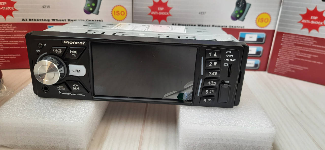 Автомагнитола Pioneer 4227+пульт на руль блютуз BT экран 4" mp5 камера 1 din магнитофон радиоприёмник в машину
Автомагнитола Pioneer 4227+пульт на руль блютуз BT экран 4" mp5 камера 1 din магнитофон радиоприёмник в машину