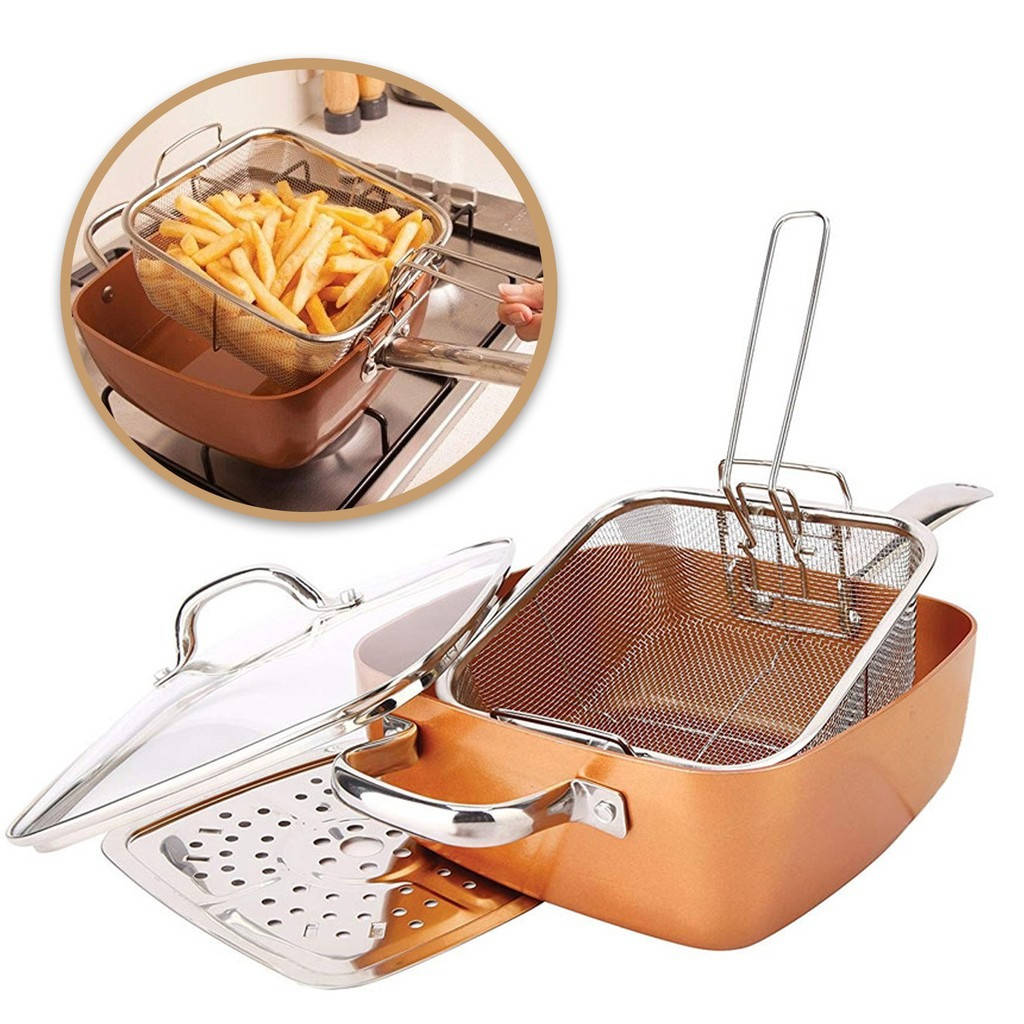 Сковорода универсальная 5в1 Copper Cook Deep Square Pan / Антипригарная сковородка с фритюрницей (777)
Сковорода универсальная 5в1 Copper Cook Deep Square Pan / Антипригарная сковородка с фритюрницей (777)