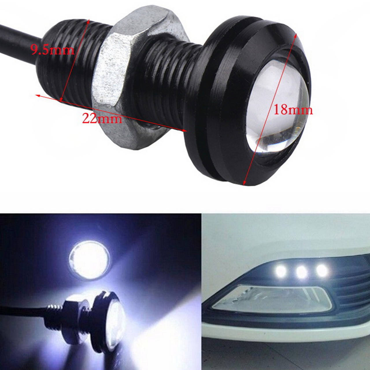 Белые врезные светодиоды (Орлиный глаз 18мм.), корпус черный - LED DRL ДХО подсветка салона
Белые врезные светодиоды (Орлиный глаз 18мм.), корпус черный - LED DRL ДХО подсветка салона