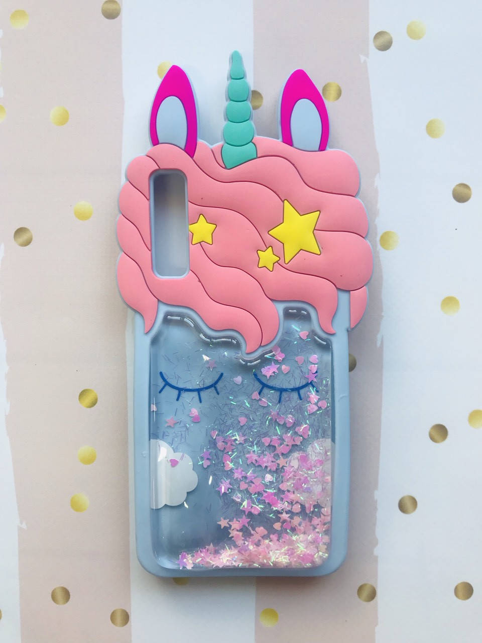 Чехол силиконовый 3D Case с переливающимися блёстками для Samsung Galaxy A7(2018) A750 Единорог голубой
Чехол силиконовый 3D Case с переливающимися блёстками для Samsung Galaxy A7(2018) A750 Единорог голубой