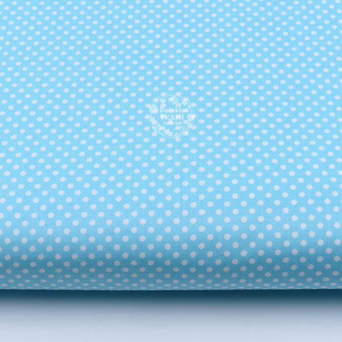 Ткань хлопковая "Пунктирный горошек" белый на бирюзовом (№1939), Бирюзовый 
Ткань хлопковая "Пунктирный горошек" белый на бирюзовом (№1939), Бирюзовый