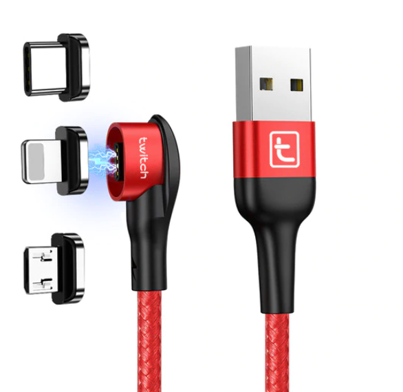 Кабель 3в1 магнитный для зарядки телефона Twitch T02 MicroUSB+Type-C+Lightning 100см |3A| Красный
Кабель 3в1 магнитный для зарядки телефона Twitch T02 MicroUSB+Type-C+Lightning 100см |3A| Красный