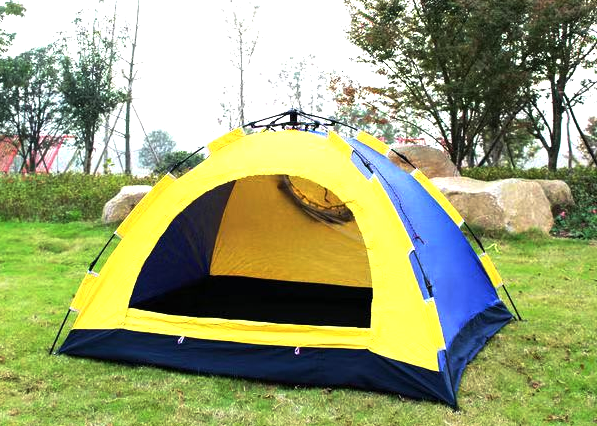 Туристическая двухместная палатка-автомат 2х1,5 м (желтая), Желтый 
Туристическая двухместная палатка-автомат 2х1,5 м (желтая), Желтый