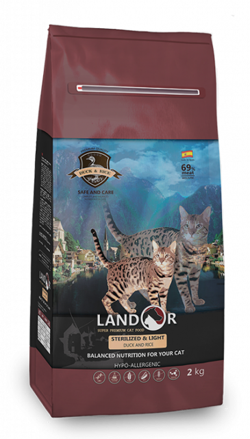 LANDOR Cats Sterilized (31/12) для стерилизованных котов и кошек с лишним весом на основе мяса утки 0,4 кг
LANDOR Cats Sterilized (31/12) для стерилизованных котов и кошек с лишним весом на основе мяса утки 0,4 кг