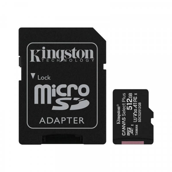 Карта памяти MicroSDXC 512GB UHS-I/U3 Class 10 Kingston Canvas Select Plus R100/W85MB/s + SD-адаптер
Карта памяти MicroSDXC 512GB UHS-I/U3 Class 10 Kingston Canvas Select Plus R100/W85MB/s + SD-адаптер