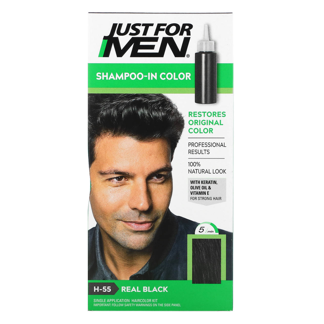Just for Men, шампунь для окрашивания, черный H-55, набор для одноразового окрашивания волос
Just for Men, шампунь для окрашивания, черный H-55, набор для одноразового окрашивания волос