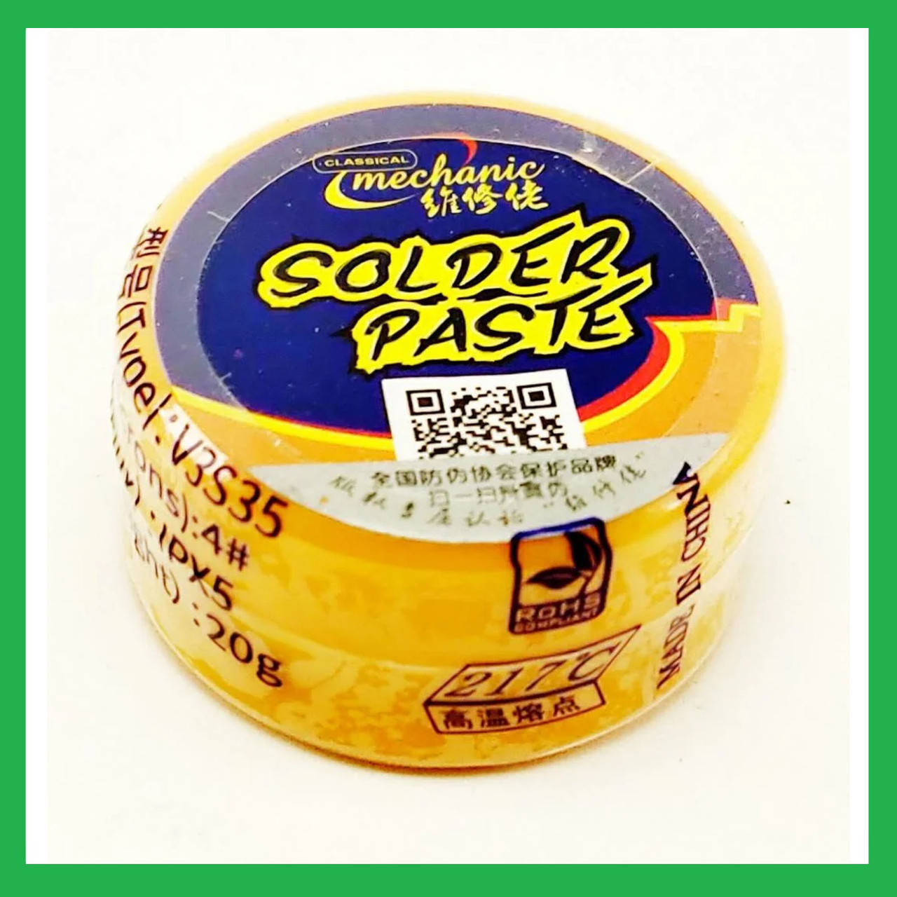 Паяльная паста BGA бессвинцовая MECHANIC SAC305 20гр, Sn 96,5%, Ag 3%, Cu 0,5% (217 гр.С).
Паяльная паста BGA бессвинцовая MECHANIC SAC305 20гр, Sn 96,5%, Ag 3%, Cu 0,5% (217 гр.С).