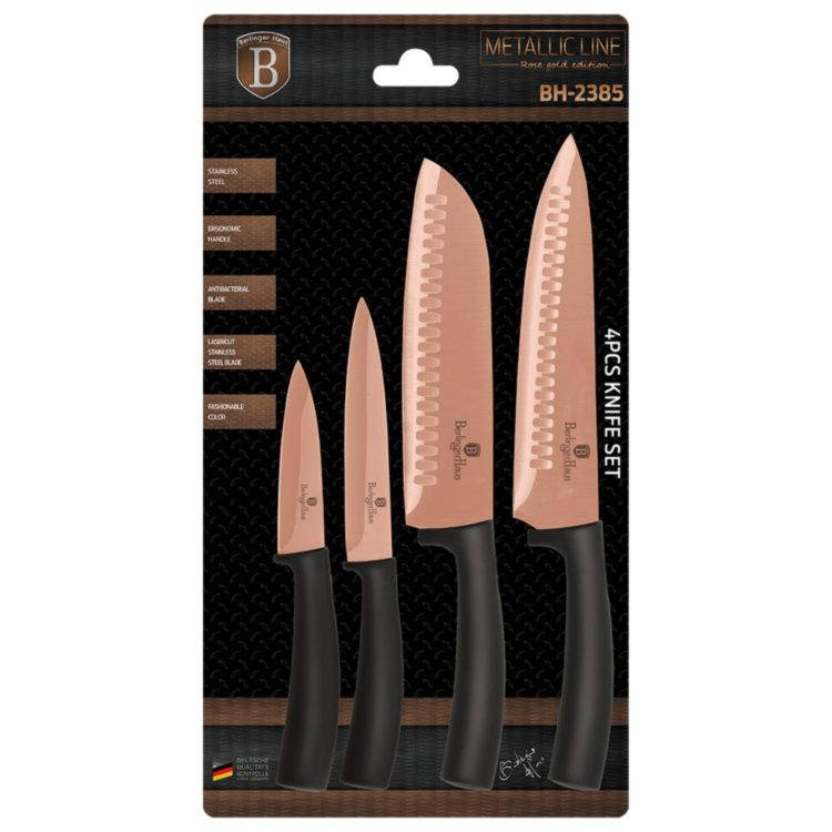 Набор стильных хороших кухонных ножей 4 предмета Metallic Line Rose Gold Edition BH 2385
Набор стильных хороших кухонных ножей 4 предмета Metallic Line Rose Gold Edition BH 2385