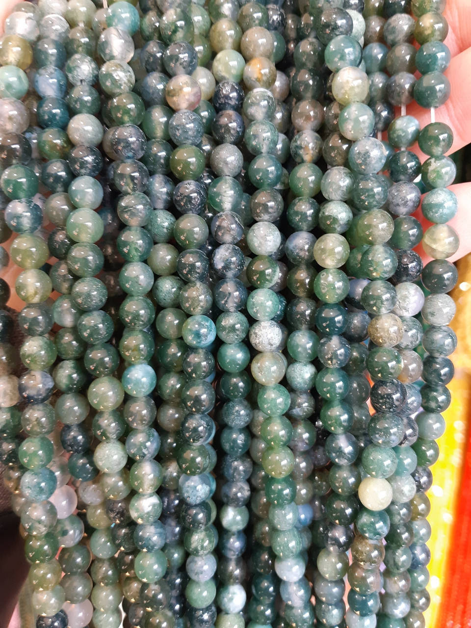 Бусины на нитке Агат моховый гладкий шарик d-6мм(+-) L-37см 
Бусины на нитке Агат моховый гладкий шарик d-6мм(+-) L-37см