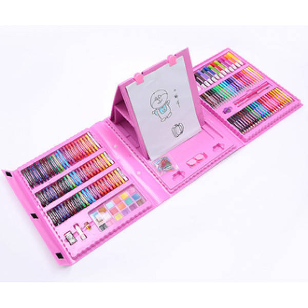 Набір для малювання з мольбертом 208 предметів рожевий 
Набір для малювання з мольбертом 208 предметів рожевий