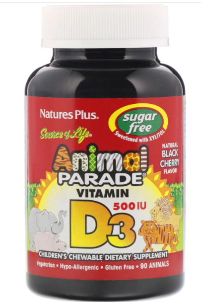 Nature's Plus, Source of Life, Animal Parade, витамин D3, без сахара, с натуральным вкусом черной вишни, 500 М
Nature's Plus, Source of Life, Animal Parade, витамин D3, без сахара, с натуральным вкусом черной вишни, 500 М