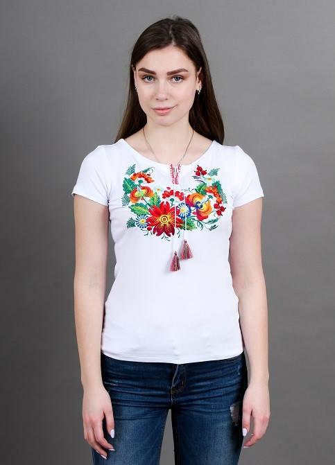 Жіноча футболка-вишиванка Galych S-4XL Петриківка білий з червоним 5514, Белый
Жіноча футболка-вишиванка Galych S-4XL Петриківка білий з червоним 5514, Белый