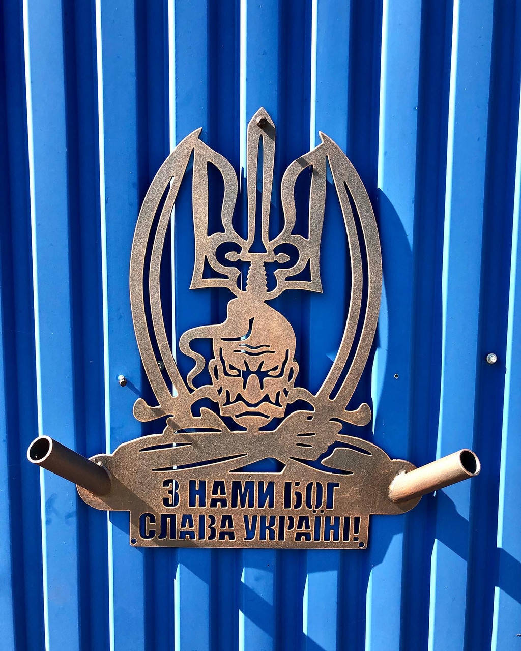 З НАМИ БОГ-СЛАВА УКРАЇНІ !!! прапоротримач на два прапори