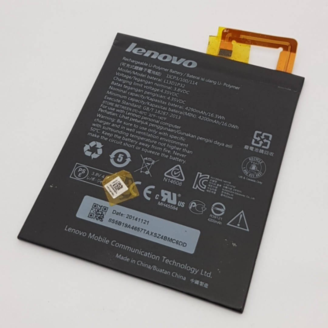 Аккумулятор L13D1P32 Lenovo A5500, A8-50, S8-50 5B19A4667S Оригинал с разборки, Разные цвета
Аккумулятор L13D1P32 Lenovo A5500, A8-50, S8-50 5B19A4667S Оригинал с разборки, Разные цвета