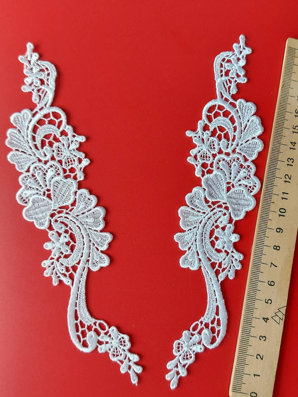 Аппликации на одежду пришивная 1 пара. кружевная аппликация макраме. Белая, Белый