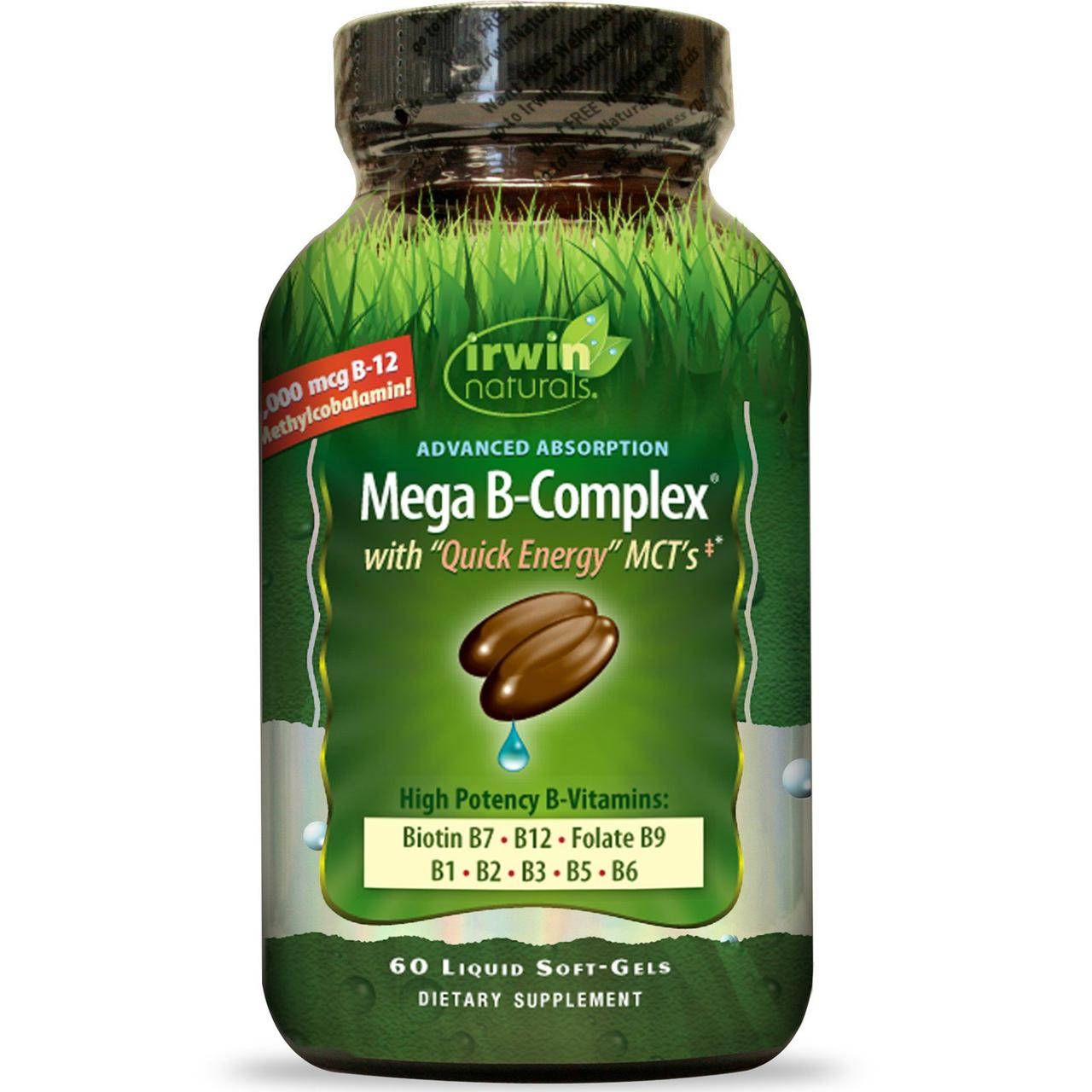 Irwin Naturals, Mega B Complex с СЦТ Quick Energy, 60 шт. с жидкостью, официальный сайт, IRW-57979
Irwin Naturals, Mega B Complex с СЦТ Quick Energy, 60 шт. с жидкостью, официальный сайт, IRW-57979