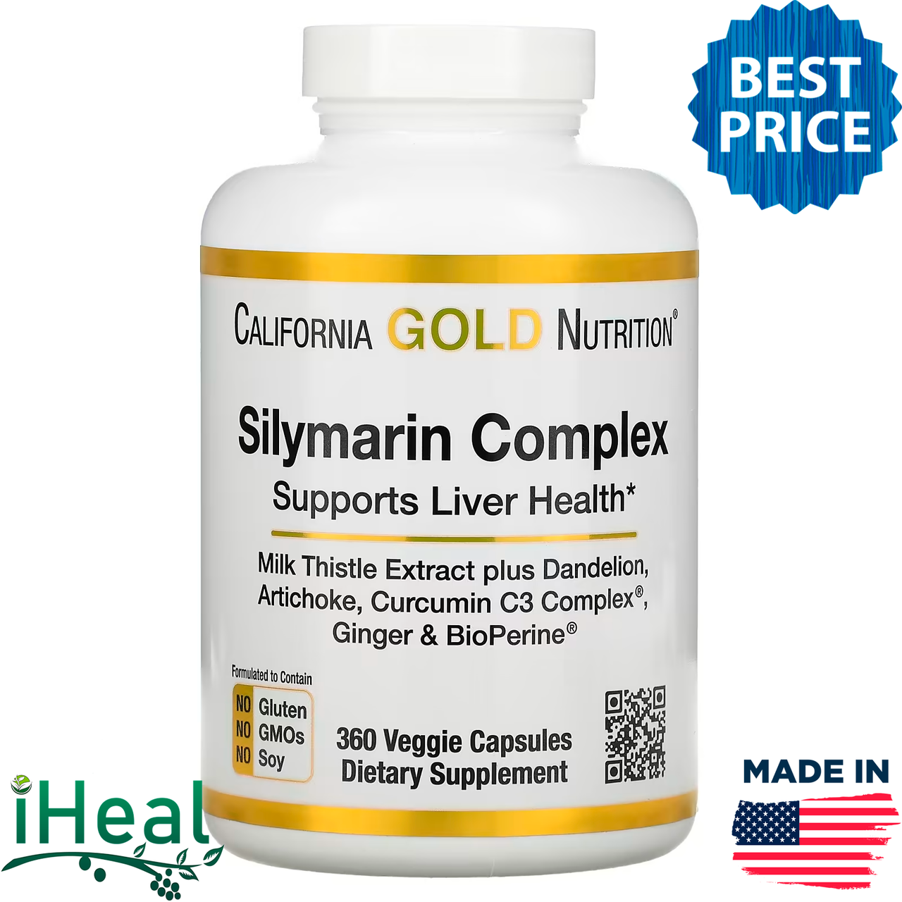 California Gold Nutrition, силимариновый комплекс, для здоровья печени, расторопша, куркумин, артишок, 360 кап
California Gold Nutrition, силимариновый комплекс, для здоровья печени, расторопша, куркумин, артишок, 360 кап