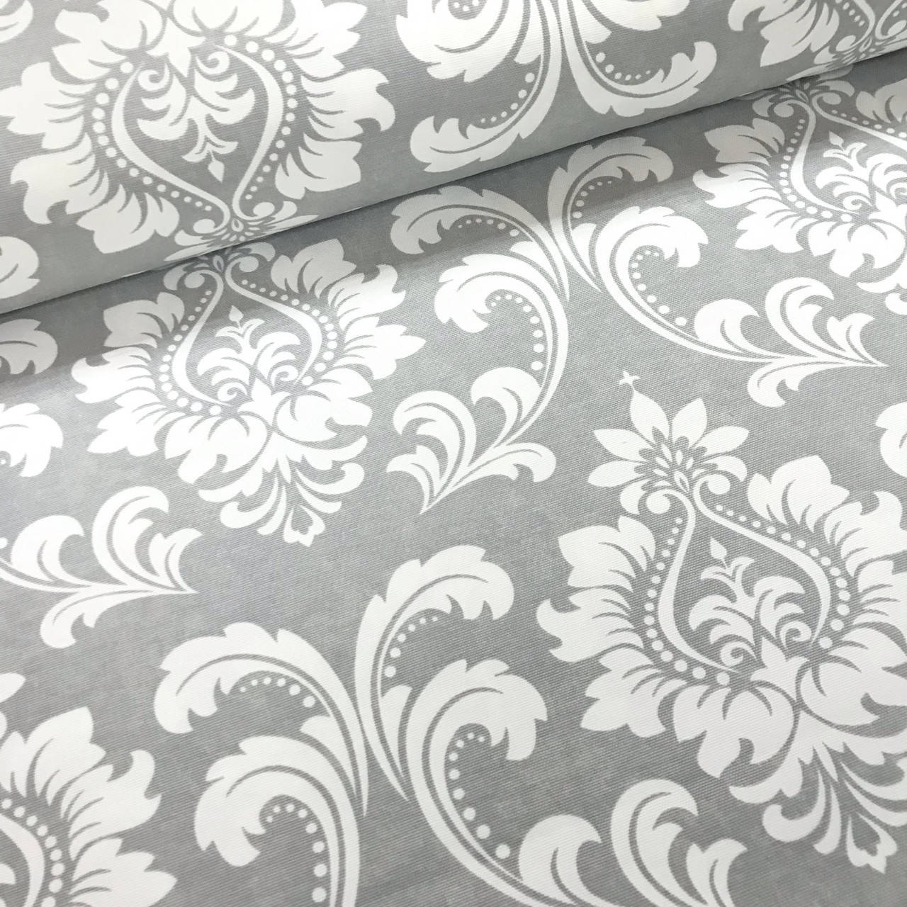 Водоотталкивающая ткань. Дамаск белый на сером (W), Зелёный
Водоотталкивающая ткань. Дамаск белый на сером (W), Зелёный