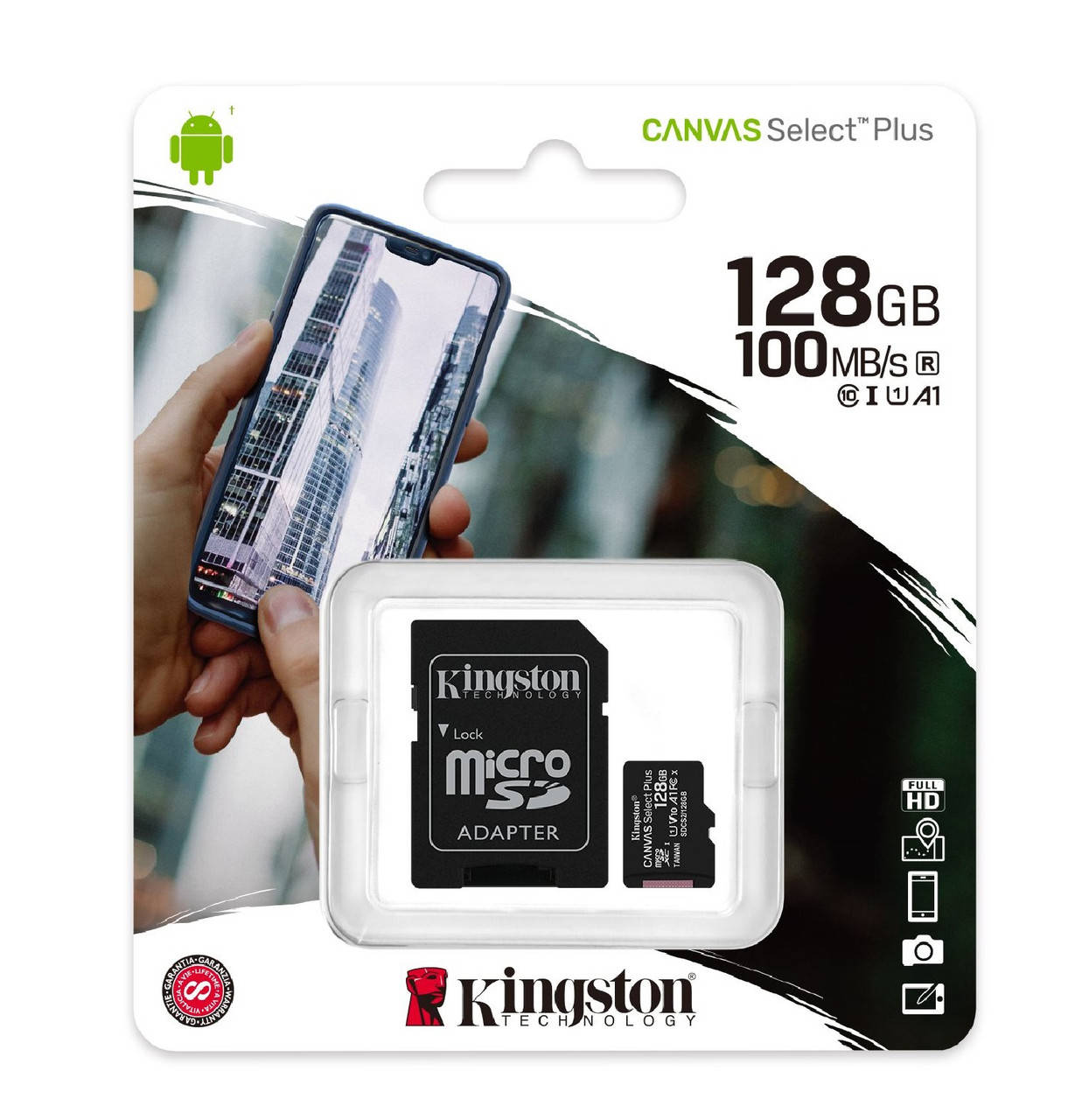 Карта памяти microSDXC (UHS-1) Kingston Canvas Select Plus 128Gb class 10 А1 (R-100MB/s) (SDCS2/128GBSP)
Карта памяти microSDXC (UHS-1) Kingston Canvas Select Plus 128Gb class 10 А1 (R-100MB/s) (SDCS2/128GBSP)