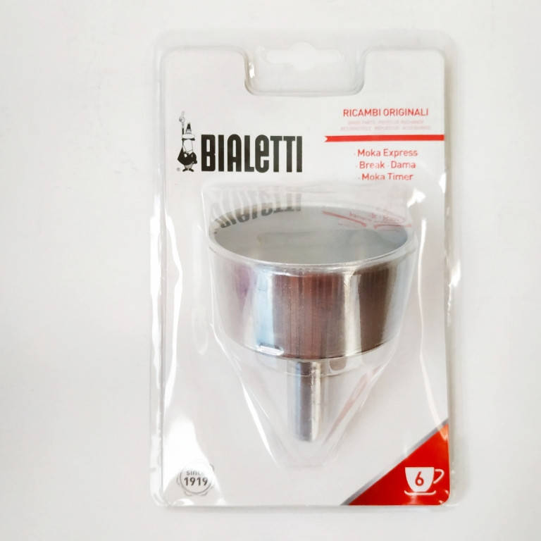 Воронка для гейзерных кофеварок Bialetti алюминиевые модели оригинальная упаковка, на 6 чашек 6,5 см.
Воронка для гейзерных кофеварок Bialetti алюминиевые модели оригинальная упаковка, на 6 чашек 6,5 см.