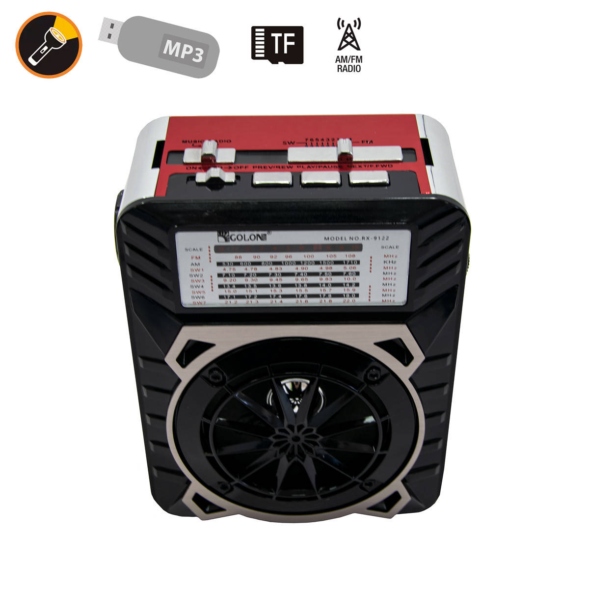 Радио FM Golon RX-9122 Красный портативный радиоприемник на батарейках с фонариком, портативная акустика (ST)
Радио FM Golon RX-9122 Красный портативный радиоприемник на батарейках с фонариком, портативная акустика (ST)