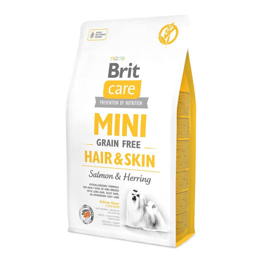 Brit Care Mini Grain Free Hair and Skin cухой гипоаллергенный корм для взрослых собак миниатюрных пород с
Brit Care Mini Grain Free Hair and Skin cухой гипоаллергенный корм для взрослых собак миниатюрных пород с