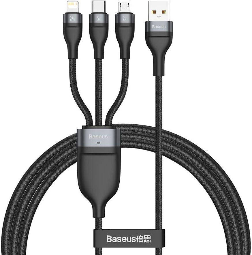 Кабель USB-A - microUSB+ Lightning +Type-C Baseus 40W 5A 1.2 м Gray+Black (CA1T3-G1), Черный
Кабель USB-A - microUSB+ Lightning +Type-C Baseus 40W 5A 1.2 м Gray+Black (CA1T3-G1), Черный