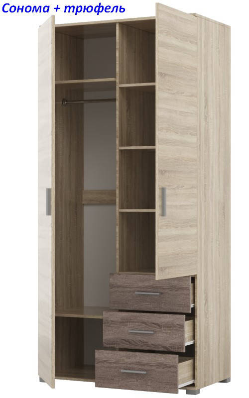 Шкаф прямой с ящиками Бриз ШП-4 сонома + трюфель