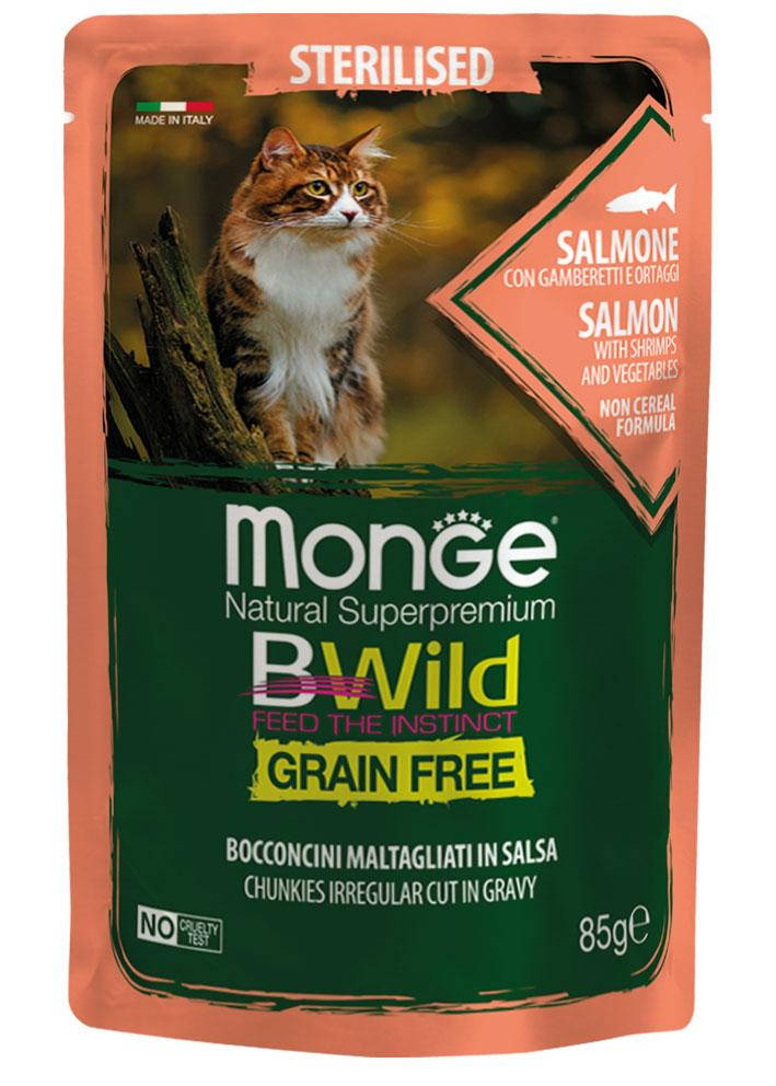 Влажный корм Monge (Монже) CAT GRAIN FREE для стерилизованных котов, кусочки лосося, креветок и овощей, 85гр
Влажный корм Monge (Монже) CAT GRAIN FREE для стерилизованных котов, кусочки лосося, креветок и овощей, 85гр