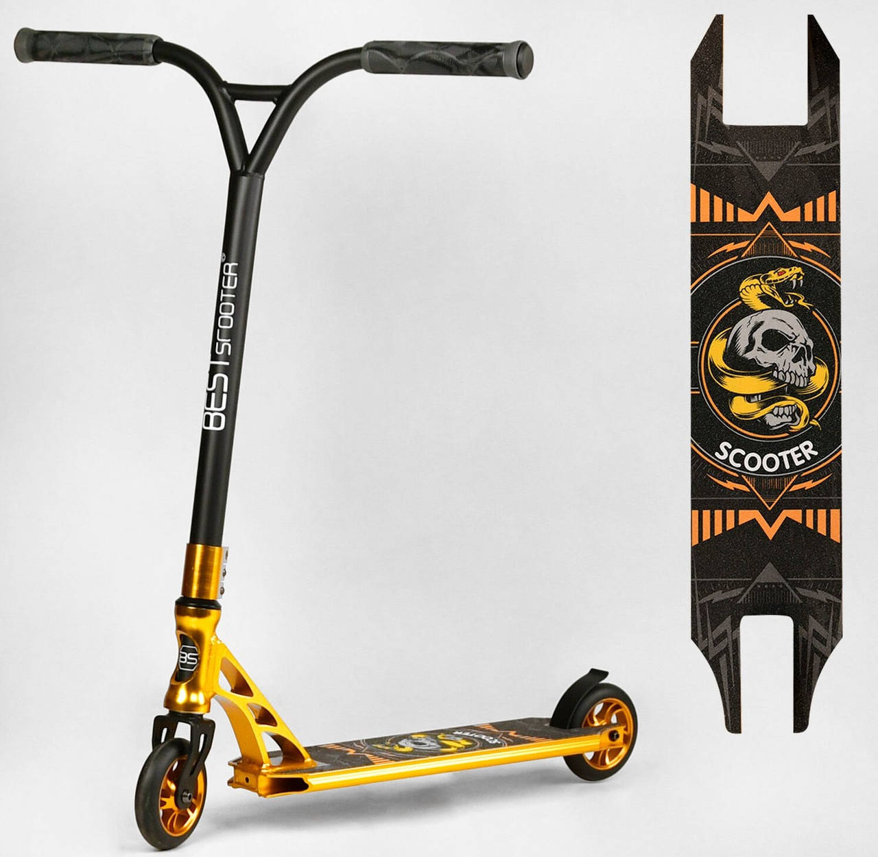 Трюковой самокат с Черепом Золотой 8-16 лет Best Scooter HIC, Без Пег, алюминиевый диск анодированная покраска, Золотистый
Трюковой самокат с Черепом Золотой 8-16 лет Best Scooter HIC, Без Пег, алюминиевый диск анодированная покраска, Золотистый