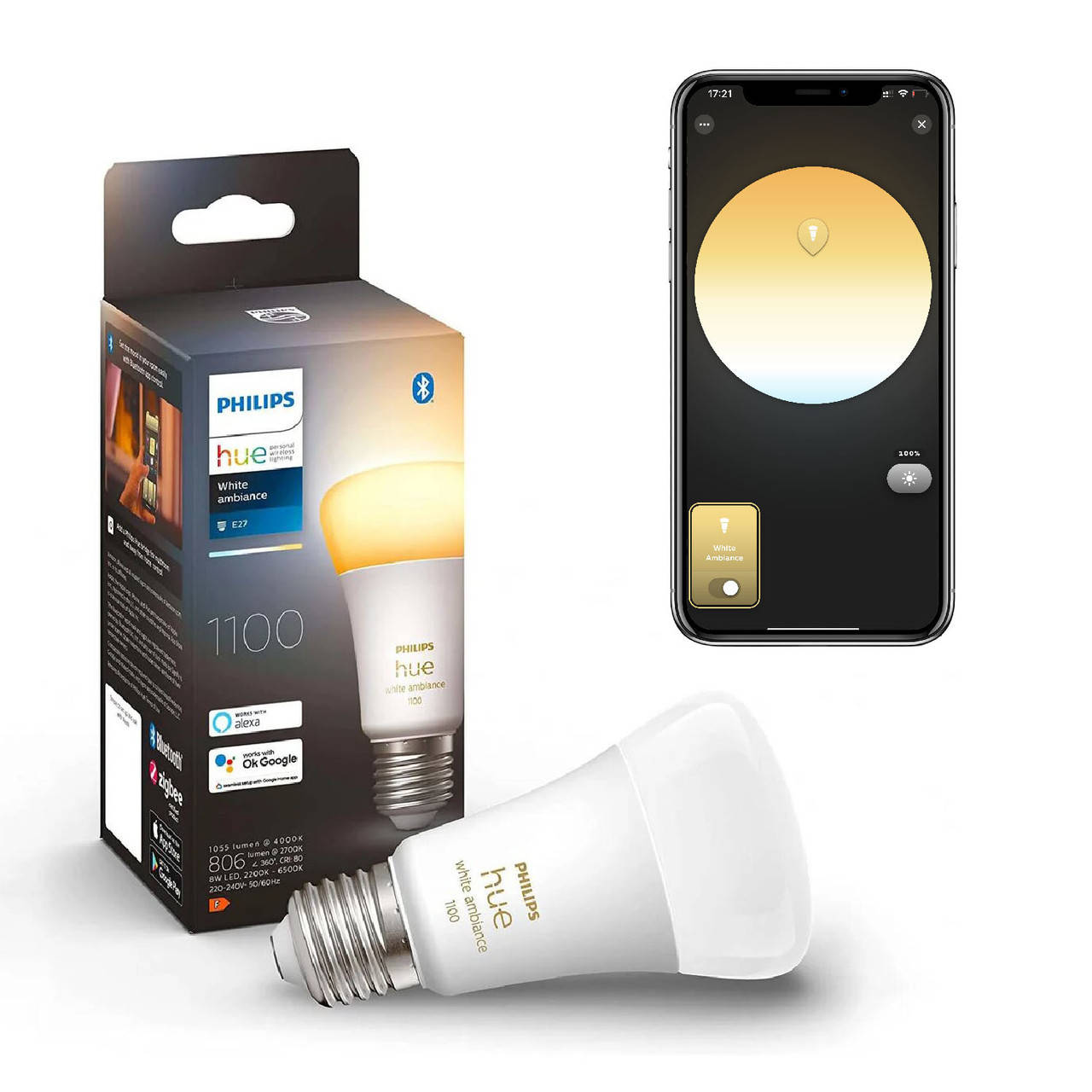 Умная LED лампочка Philips Hue E27 White Ambiance 1100лм 75Вт 8W ZigBee, Bluetooth, Apple HomeKit
Умная LED лампочка Philips Hue E27 White Ambiance 1100лм 75Вт 8W ZigBee, Bluetooth, Apple HomeKit