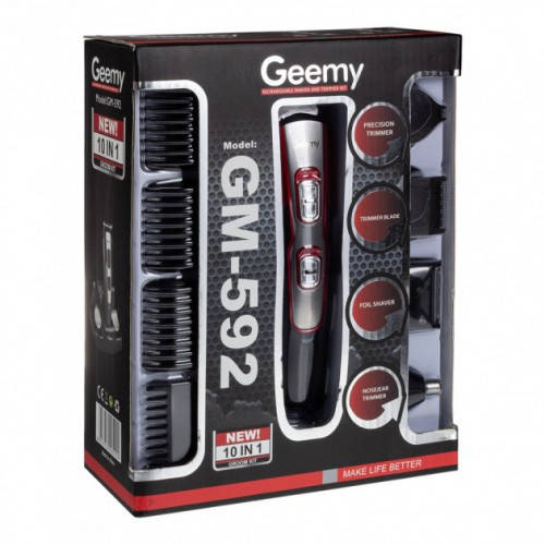 Машинка для стрижки волос 10 в 1 Geemy GM-592 набор для стрижки + Триммер мужской Беспроводной
Машинка для стрижки волос 10 в 1 Geemy GM-592 набор для стрижки + Триммер мужской Беспроводной